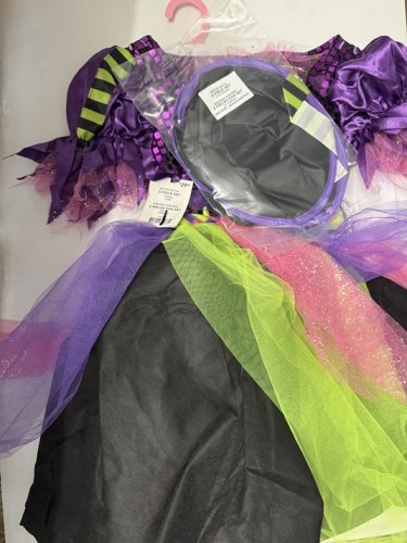 2PC GIRL'S PARTYHOLIC WITCHY WITCH COSTUME SET - MEDIUM 8/10 - BLACK / PURPLE / GREEN image 2