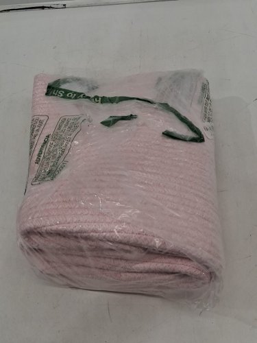 XUANGUO Extra Large Cotton Rope Basket - 22" x 17" x 12", round Basket for Storage, Laundry - pink image 2