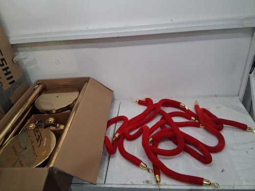 8pc garvee  Stanchions Posts With Red Velvet Ropes - 5ft rope - gold/red (model: ppg_33x69y9j) image 4