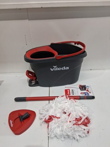Vileda EasyWring Spin Mop Bucket Floor Cleaning System with Power Mop Head & extendable handle - red/grey (model: 172880/10683010609981/183310) image 3