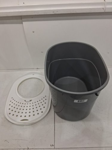 IRIS USA OVAL TOP ENTRY CAT LITTER BOX - LARGE 20.5" x 14.5" - GReY/WHITE - (MODEL: 589630) image 3