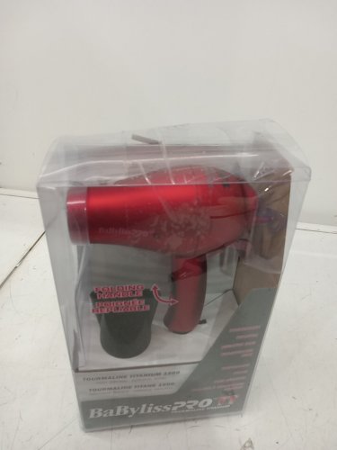 BABYLISS PRO TT TOURMALINE TITANIUM MICRO TRAVEL HAIR DRYER WITH FOLDING HANDLE  - 1500W - RED  (MODEL: BABTT053TC) image 2