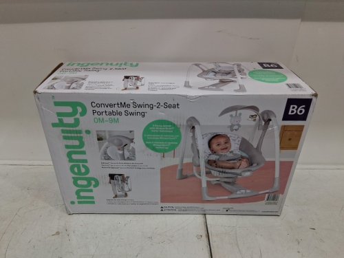 INGENUITY CONVERTME SWING-2-SEAT CORDED PORTABLE SWING - OM TO 9M - RAYLAN FASHION / GREY (MODEL: 12189-ES) image 2