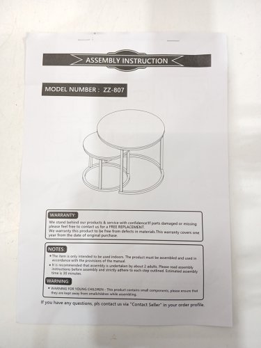 2PC NESTING MODERN COFFEE AND SNACK SIDE TABLES WITH METAL FRAME - 27.5" ROUND - Black/BROWN (MODEL: ZZ-807A) image 5