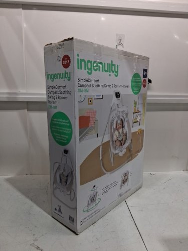 INGENUITY SIMPLECOMFORT CRADLING ROCKER PLUG-IN SWING WITH SOOTHING VIBRATIONS AND 6 SPEEDS - RAYLAN (WHITE/GREY) - (MODEL: 11791 0313) image 2