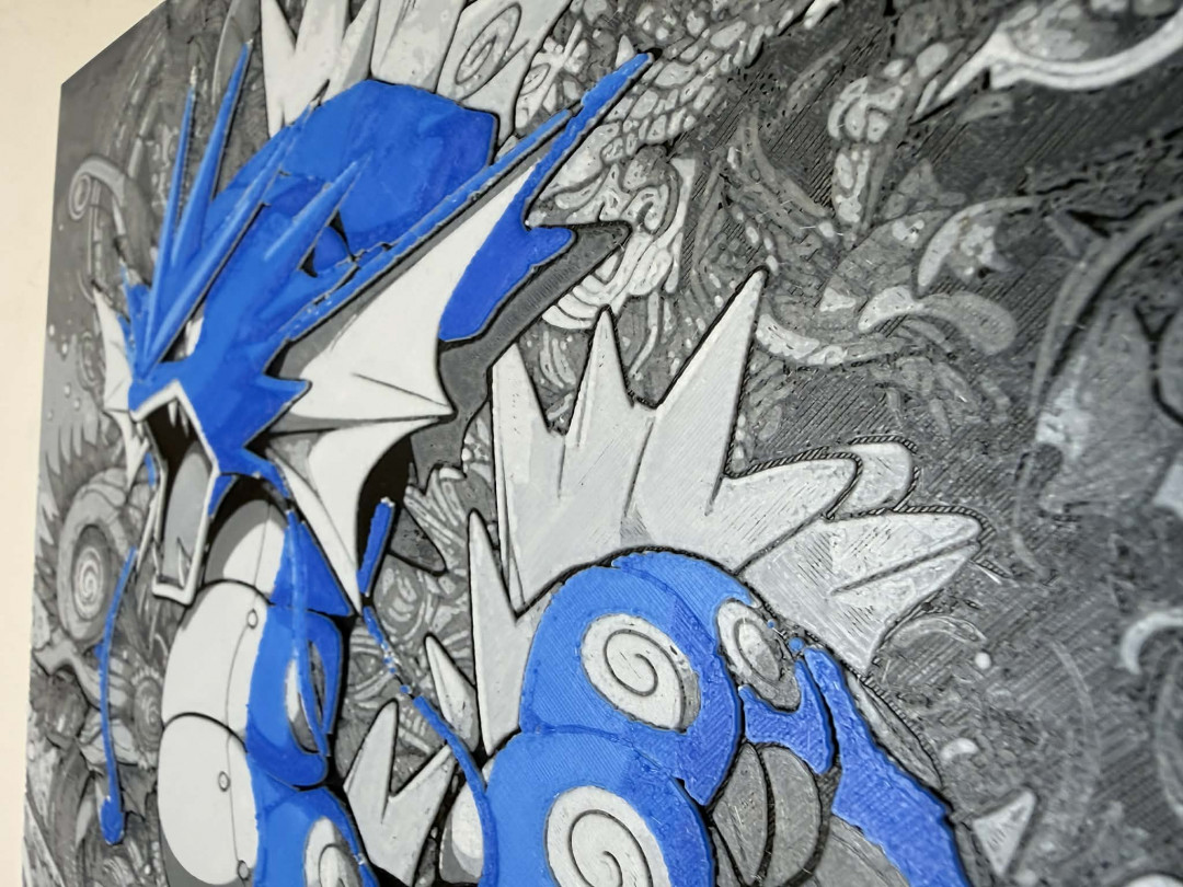 8"x8" 3D Printed - Gyarados - Pokémon - Textured Photo image 3