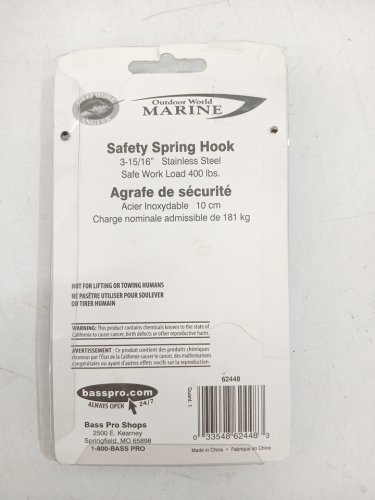 Stainless Steel Safety Spring Snap Hook - 3" - 400lbs cap - Silver image 3