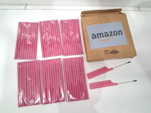 62pc bieaeia flexible curling rods with rat tail combs - pink image 2