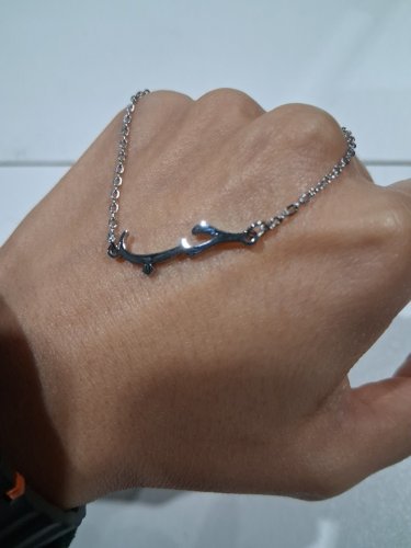 calligraphic "حُبّ/love" pendant/charm chain bracelet- 6.5" - 8"/1" pendant - SILVER image 4