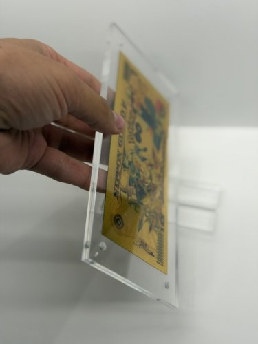 POKEMON GOLD NOTE 10000 PIKACHU IN ARCYLIC DISPLAY STAND image 3