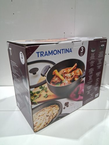 3PC TRAMONTINA PRE-SEASONED CAST IRON DEEP KADAI AND FLAT TAWA COOKWARE SET - 7QT / 11" - BLACK (MODEL: 1901865) image 2