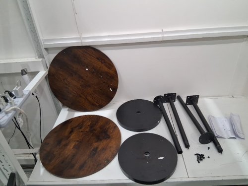 2PC Yatiney Round Counter Height Bar Tables - 22" x 39" - Rustic Brown/Black (Model: BT05L2BRY1) image 3