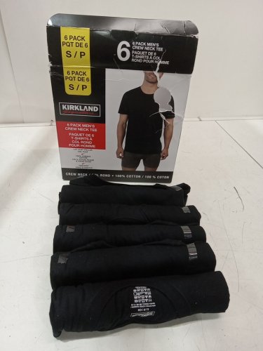 5pk men's Kirkland 100% Cotton Crew Neck T-shirt - large - black -(STYLE:7771718) image 2
