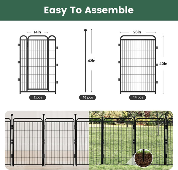 Gardner Pet Dog Playpen Heavy Duty pet cage - 32" - 8 Panels - BLACK (model: GP01I0224BK) image 2
