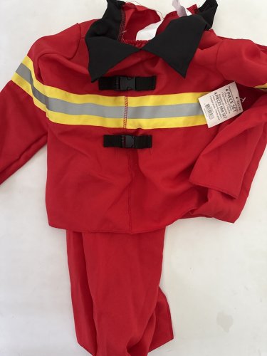 2PC KIDS PALAMON NEIGHBORHOOD FIREFIGHTER COSTUME (TOP AND PANTS) - 3-4T - RED/YELLOW/GREY image 2