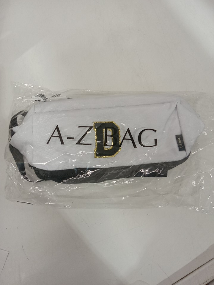 2pc A-Z BAG Travel Toiletry/MAKEUP bag With rfid - bold letter D - white/black image 3
