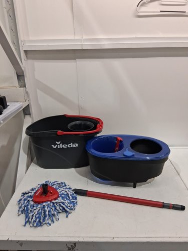 vileda easywring rinse clean 2 tank spin mop and bucket system with adjustable 24"-48" handle - blue/grey (model: 168467) image 3