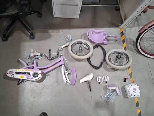 Kids Bicycle with extra wheels, baSKET, Doll Seat and Streamers - 16" - purple (model: ts10239zs-14) image 3