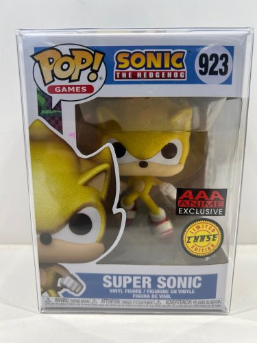Funko pop! **chase limited edition**aaa anime exclusive** games: sonic the hedgehog - super sonic vinyl figure (#923) **plastic protector cover** image 2