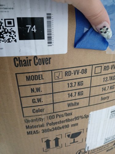 100PK VEVOR Dining Banquet Flat-Front Chair Covers 36.8" X 22" X 17.7" - WHITE (MODEL: RD-VV-08) image 7