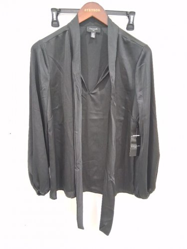 women's tahari long sleeve front tie blouse - small - black (style: 18259851) image 2