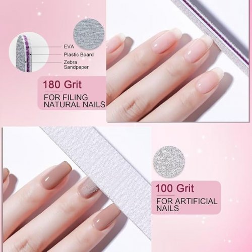 50PK SALON GRADE NAIL FILE - 180 Grit - white (model: NF501ZE-CC) image 3