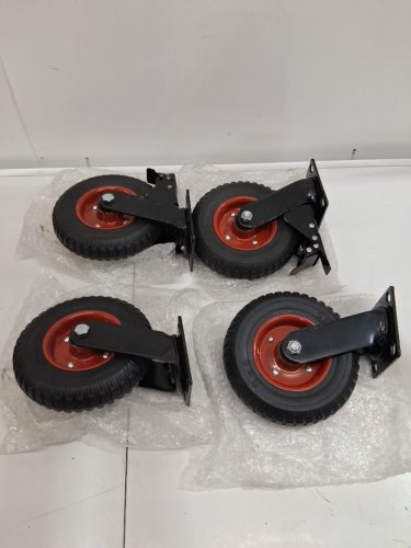 4pc nefish heavy duty industrial grade rubber caster wheels with knobby tread, 2 swivel wheels & 2 rigid wheels - 6" - 1200LB capacity - black/silver (model: LJ-6IN-FH-2B2R) image 2