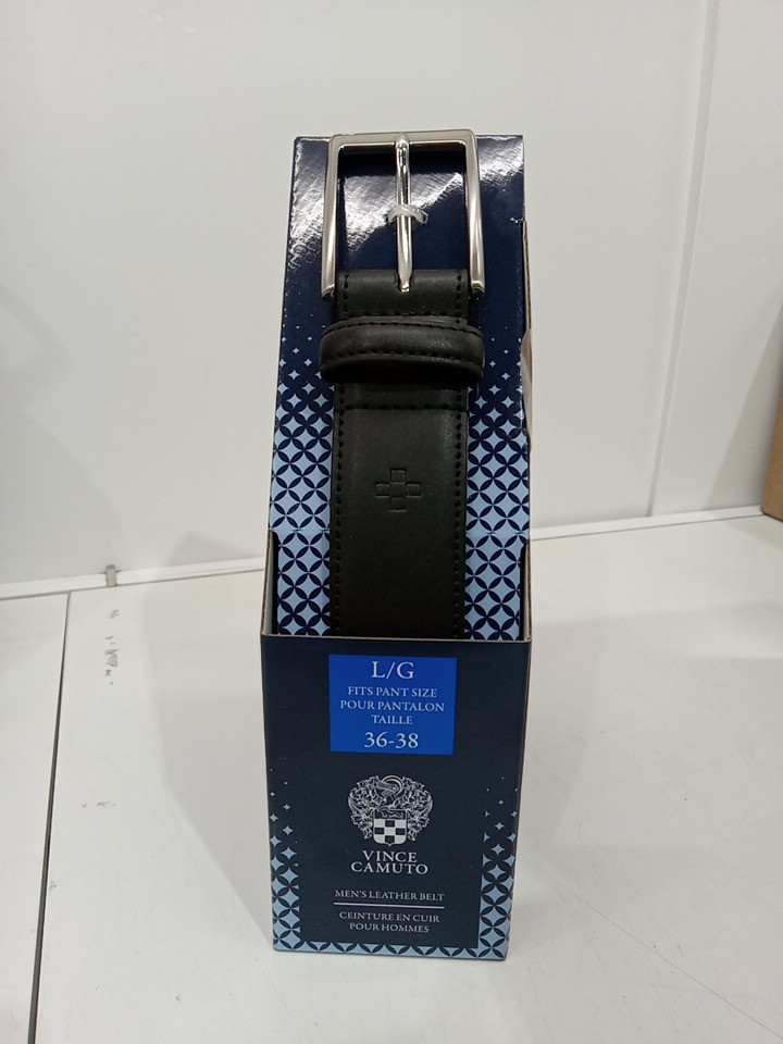 MEN'S Vince Camuto Leather Belt - LARGE (Fits Pant Size 36-38) - Black (STYLE: 1969087) image 2
