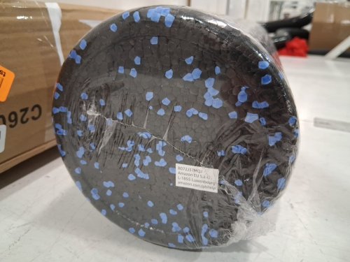 AMAZONBASICS HIGH-DENSITY YOGA & EXERCISE ROUND FOAM ROLLER - 36" - BLACK/BLUE SPECKLED image 3