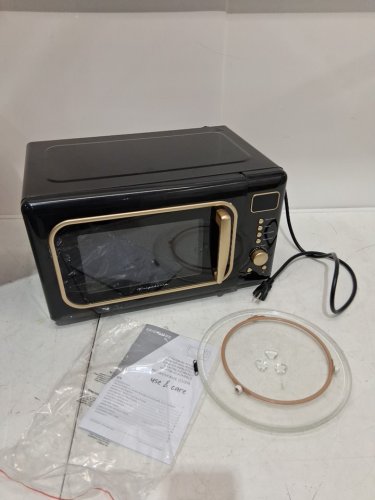 FRIGIDAIRE RETRO MICROWAVE OVEN - 0.7CU.FT - 700W - RETRO BLACK/GOLD (MODEL: EMW788-BLACKGLD) image 5