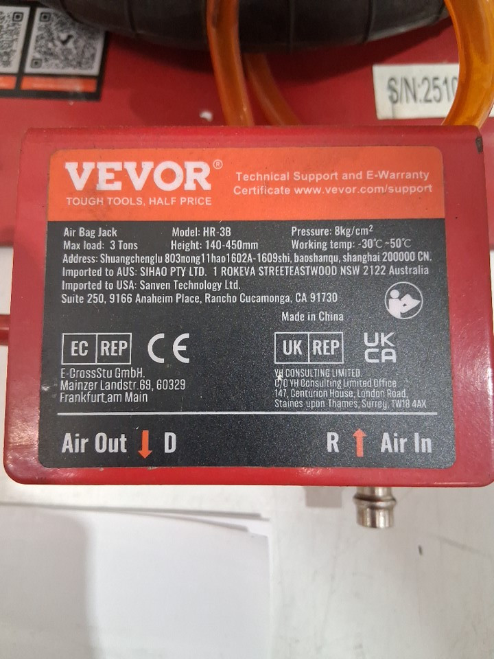 VEVOR triple bag Air Jack with six steel pipes -3 Ton/6600 lbs - red (model:HR-3B) image 4