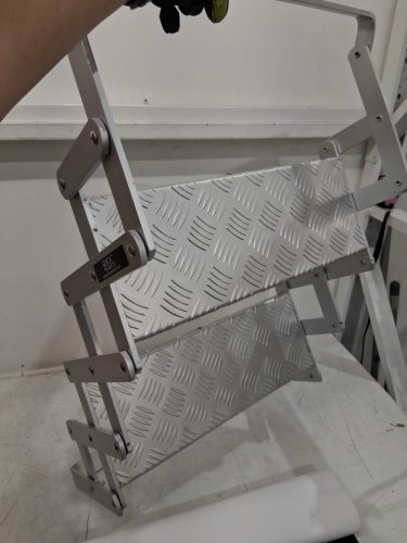 Quick Products 2 Step Aluminum Scissor Stairs with Easy Mount Bracket for Mobile Home RV Camper Shop & Trailers - 18'' wide - silver - (model: JQ-182SSS) image 4