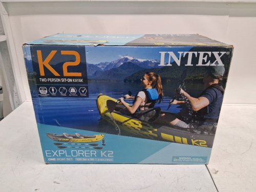 INTEX EXPLORER K2 2-PERSON INFLATABLE KAYAK SET WITH ALUMINUM OARS & PUMP - YELLOW (MODEL: 68307EP) image 3