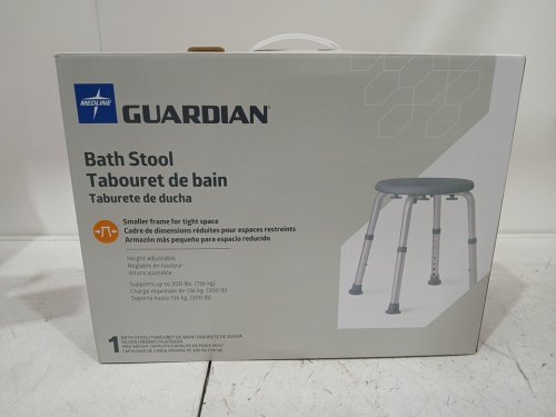 MEDLINE GUARDIAN NON-SLIP SHOWER/BATH STOOL with ADJUSTABLE HEIGHT - 13.5" - 20.5" - 300LB MAX CAPACITY - GREY (MODEL: G2-300KRX1) image 2