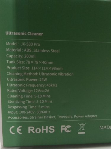 Ultrasonic UV Retainer / Mouthpiece Cleaner Machine - 200ml - 45000hz - white (Model: JX-580 PRO) image 5