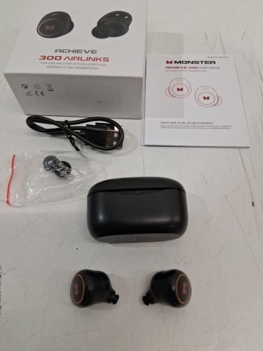 Monster Achieve 300 AirLinks Bluetooth Headphones Touch Control with Charging Case - black - (model: mh12005) image 2
