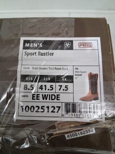 men's ariat Sport Rustler Western Boot - size 8.5 (extra wide) - Brute Brown/Tack Room Black (style: 10025127) image 2