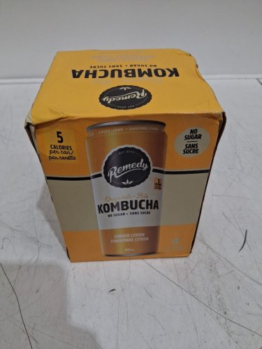 4PK REMEDY KOMBUCHA SUGAR-FREE SPARKLING ORGANIC DRINK - 355 ML EACH - GINGER LEMON image 3