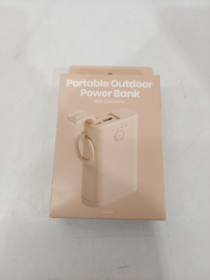 gems portable outdoor 12w power bank with carabiner - usb & usb-c output, 6000mah - BIEGE image 2