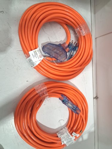 2PK Prime Wire Outdoor Extension Cord Combo with 2 Extension Cords 50FT/2FT Triple Tap Adapter - Orange (Model: 1734187) image 5