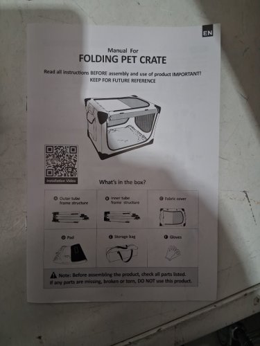 Veraste Folding Pet Crate with soft mat - XXL - 42" x 31" x 31" - Grey/Black image 4