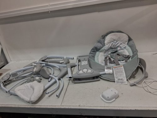 ingenuity convert me 2-in-1 compact portable automatic baby swing & infant seat with nature sounds - 0 to 9 months, 6lbs to 20lbs - swell (model: 12579/3407) image 3