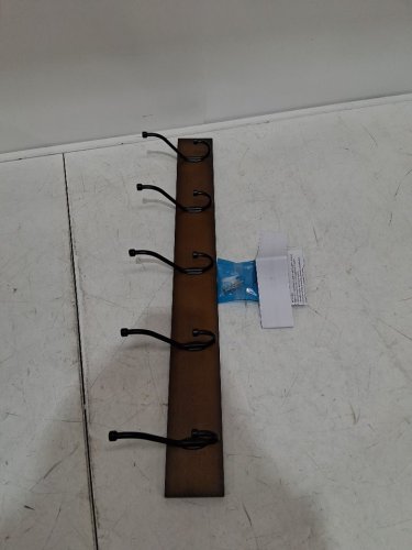 AMAZON BASICS 5 HOOK WALL-MOUNTED FARMHOUSE COAT RACK - 22.5"X2.5" - LIGHT WALNUT image 3