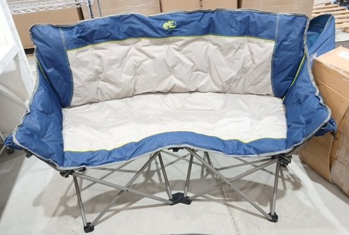 folding padded loveseat with cupholders and carry bag - 500lbs cap - blue image 3