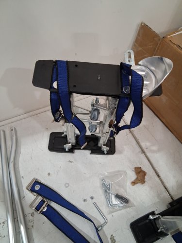 Drywall Stilts Adjustable Aluminum Tool Stilts with Protective Knee Pads - 15''-30'' - silver/blue image 5