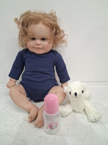 3PC Reborn Realistic Baby Doll With Bottle And Toy - 17" image 3
