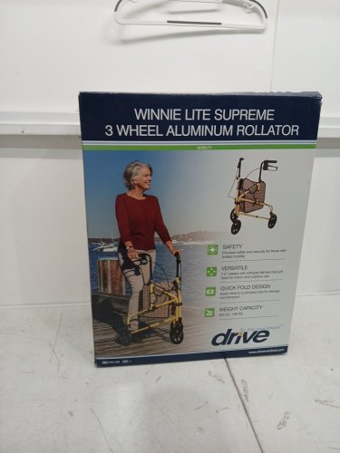 drive winnie lite supreme 3 wheel aluminum rollator - 300lbs cap - quick fold design - 26" x 22.75" x 38" - yellow (model:  ‎RTL199) image 2