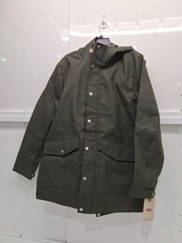 MENS LEVIS RUBBERIZED RAIN PARKA JACKET - MEDIUM - OLIVE (model: LM7RU619) image 2