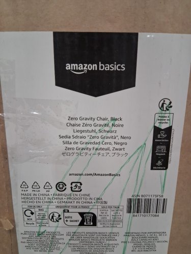 AMAZONBASICS OUTDOOR ZERO GRAVITY LOUNGE FOLDING CHAIR W/ LUMBAR PILLOW - BLACK image 8