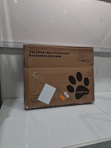 hzuaneri hidden cat litter box enclosure - 60" x 50" - rustic white and brown (model: cb84514x image 2